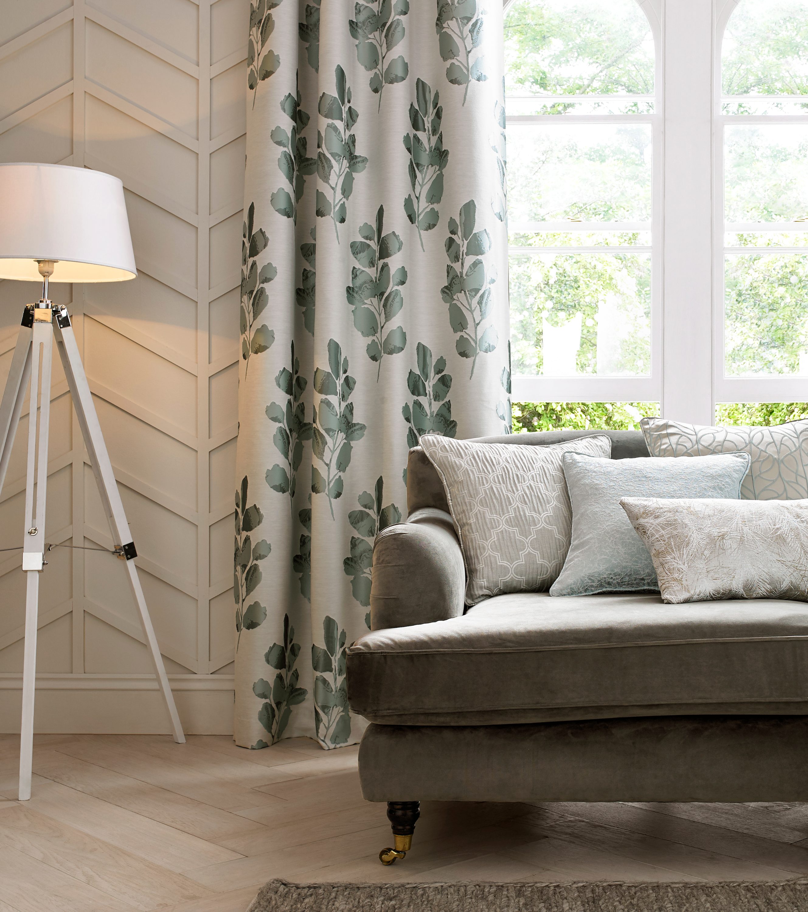 Made to measure curtains in a softly styled room